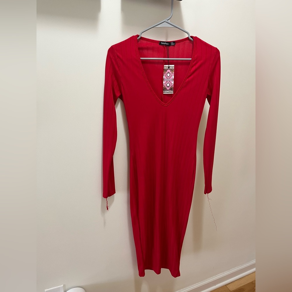 Ribbed Plunge Dress